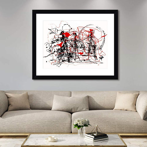 INVIN ART Framed Canvas Giclee Print Art Abstract#4 by Jackson Pollock Abstract Wall Art Living Room Home Office Decorations(Black Frame with Mat,20"x24")