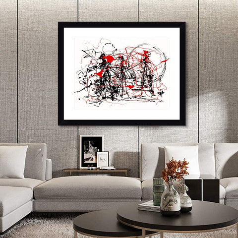 INVIN ART Framed Canvas Giclee Print Art Abstract#4 by Jackson Pollock Abstract Wall Art Living Room Home Office Decorations(Black Frame with Mat,20"x24")
