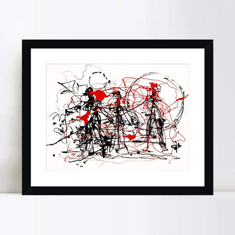 INVIN ART Framed Canvas Giclee Print Art Abstract#4 by Jackson Pollock Abstract Wall Art Living Room Home Office Decorations(Black Frame with Mat,20"x24")