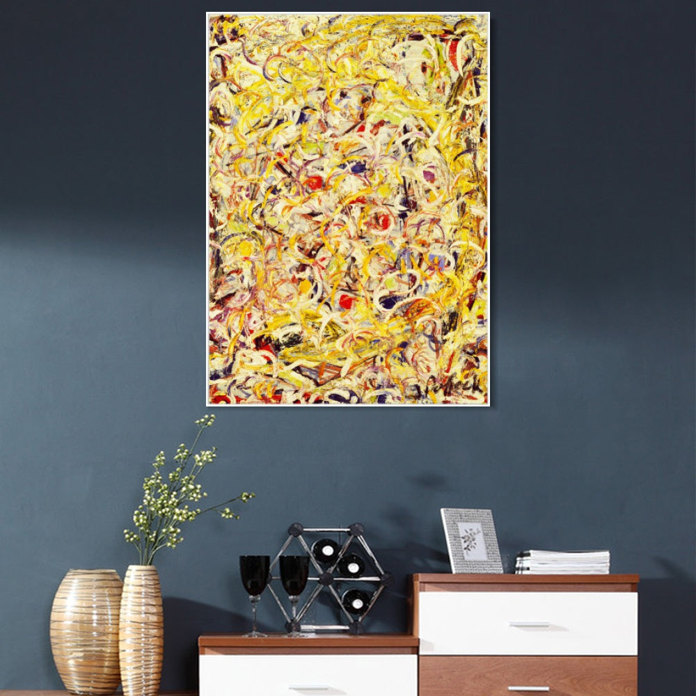 INVIN ART Framed Canvas Giclee Print Art Shimmering Substance by Jackson Pollock Abstract Wall Art Living Room Home Office Decorations