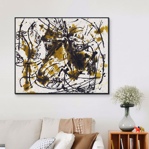 INVIN ART Framed Canvas Giclee Print Art Untitled(3) by Jackson Pollock Abstract Wall Art Living Room Home Office Decorations
