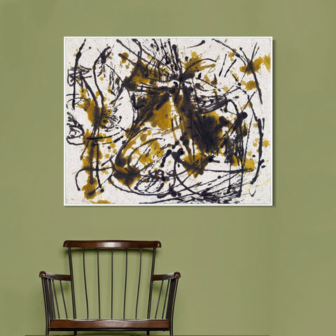 INVIN ART Framed Canvas Giclee Print Art Untitled(3) by Jackson Pollock Abstract Wall Art Living Room Home Office Decorations