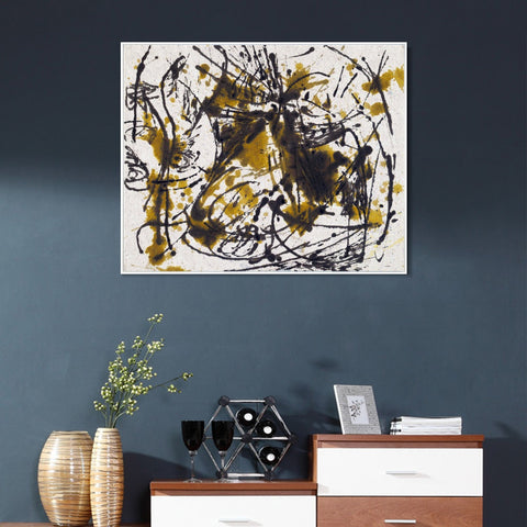 INVIN ART Framed Canvas Giclee Print Art Untitled(3) by Jackson Pollock Abstract Wall Art Living Room Home Office Decorations