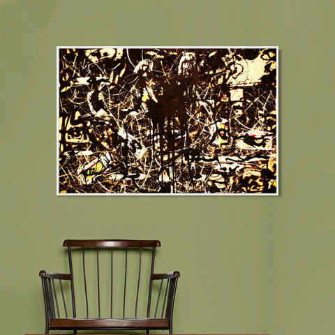 INVIN ART Framed Canvas Giclee Print Art Yellow Islands by Jackson Pollock Abstract Wall Art Living Room Home Office Decorations