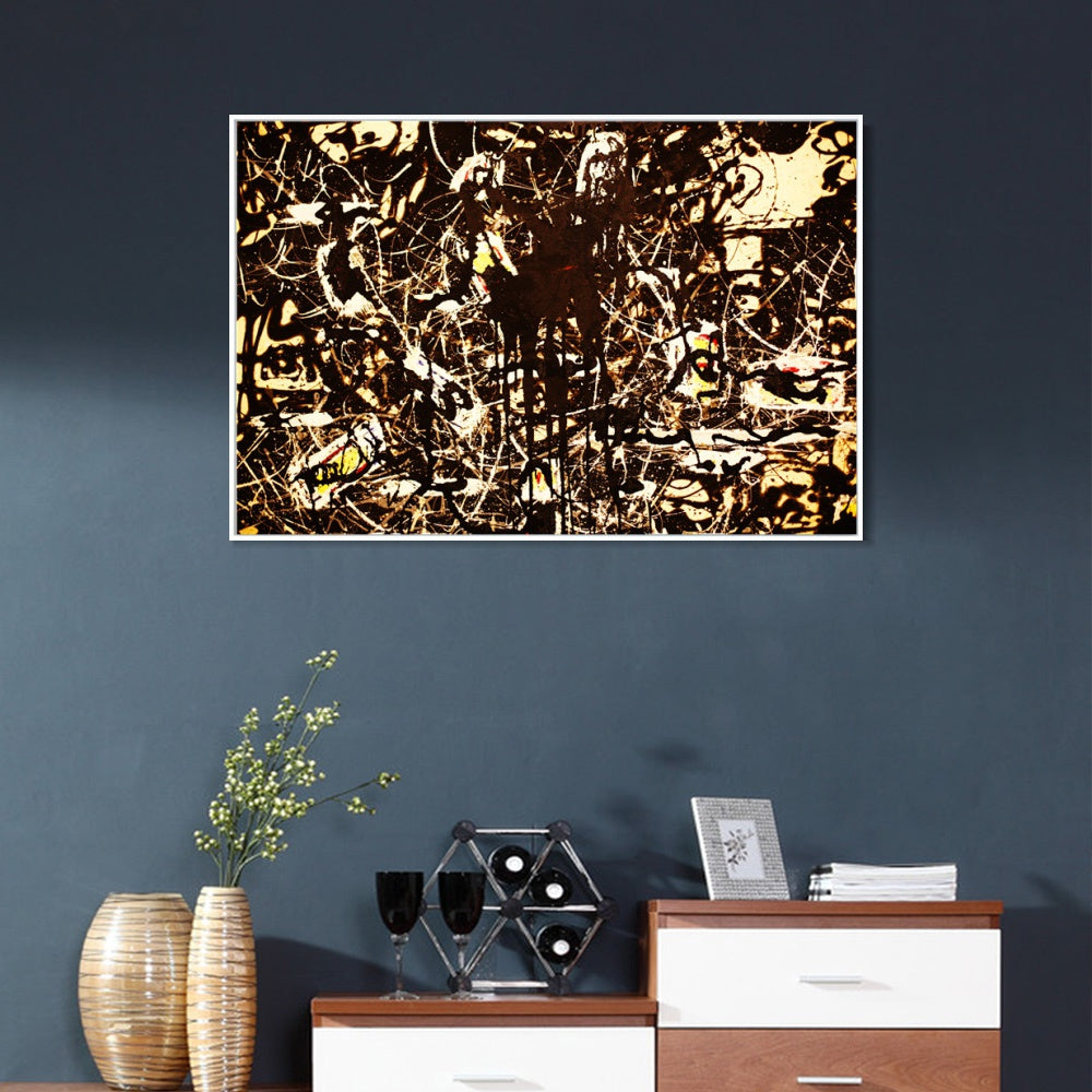 INVIN ART Framed Canvas Giclee Print Art Yellow Islands by Jackson Pollock Abstract Wall Art Living Room Home Office Decorations