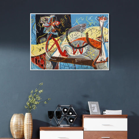 INVIN ART Framed Canvas Giclee Print Art Stenographic Figure by Jackson Pollock Abstract Wall Art Living Room Home Office Decorations