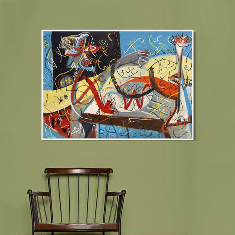 INVIN ART Framed Canvas Giclee Print Art Stenographic Figure by Jackson Pollock Abstract Wall Art Living Room Home Office Decorations