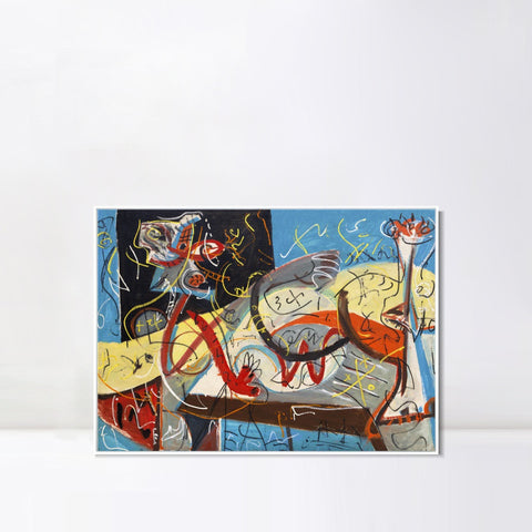 INVIN ART Framed Canvas Giclee Print Art Stenographic Figure by Jackson Pollock Abstract Wall Art Living Room Home Office Decorations