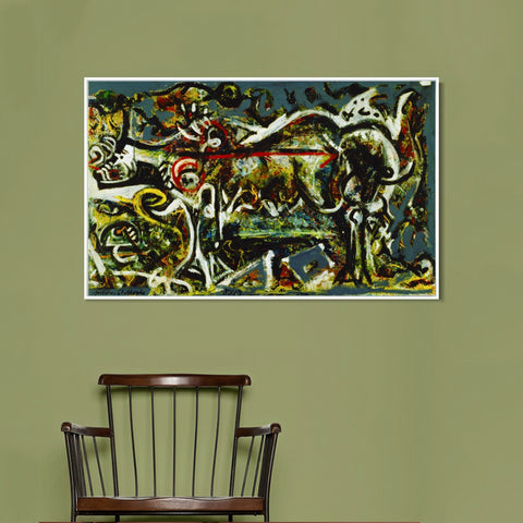 INVIN ART Framed Canvas Giclee Print Art The She-Wolf by Jackson Pollock Abstract Wall Art Living Room Home Office Decorations