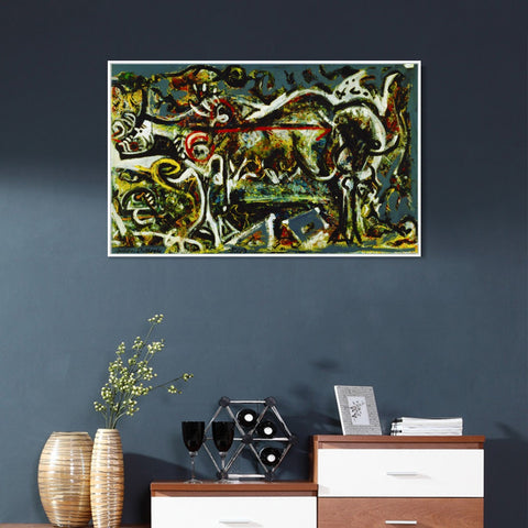 INVIN ART Framed Canvas Giclee Print Art The She-Wolf by Jackson Pollock Abstract Wall Art Living Room Home Office Decorations