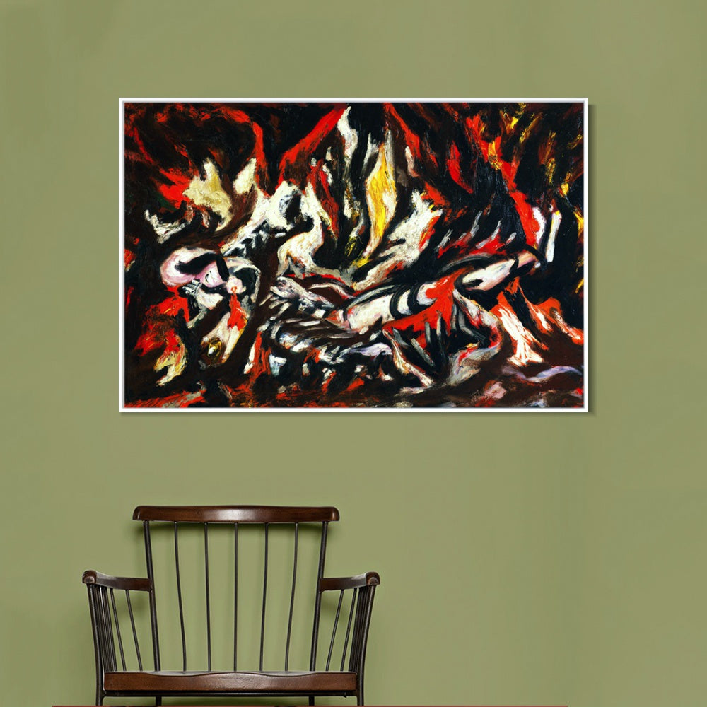 INVIN ART Framed Canvas Giclee Print Art The Flame by Jackson Pollock Abstract Wall Art Living Room Home Office Decorations