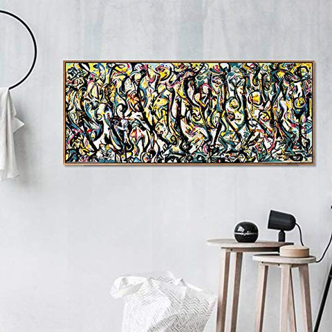 INVIN ART Framed Canvas Giclee Print Art Abstract Mural by Jackson Pollock Wall Art Living Room Home Office Decorations