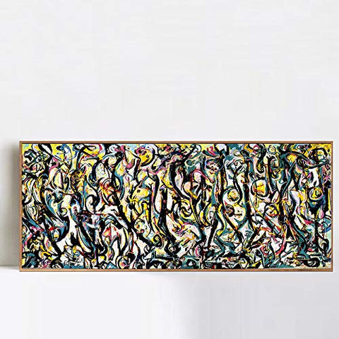 INVIN ART Framed Canvas Giclee Print Art Abstract Mural by Jackson Pollock Wall Art Living Room Home Office Decorations