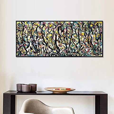 INVIN ART Framed Canvas Giclee Print Art Abstract Mural by Jackson Pollock Wall Art Living Room Home Office Decorations
