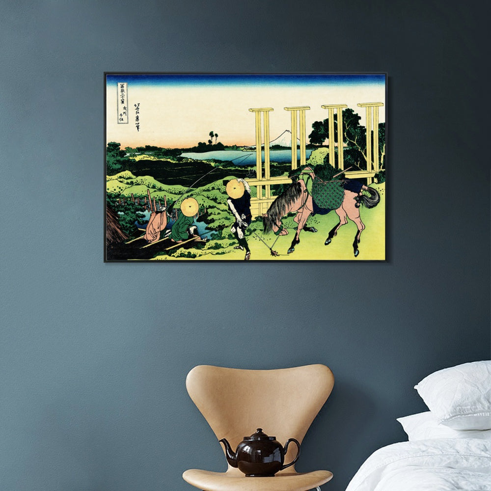 INVIN ART Framed Canvas Giclee Print Senju Musashi Province (Bushu Senju) by Katsushika Hokusai Wall Art Living Room Home Office Decorations