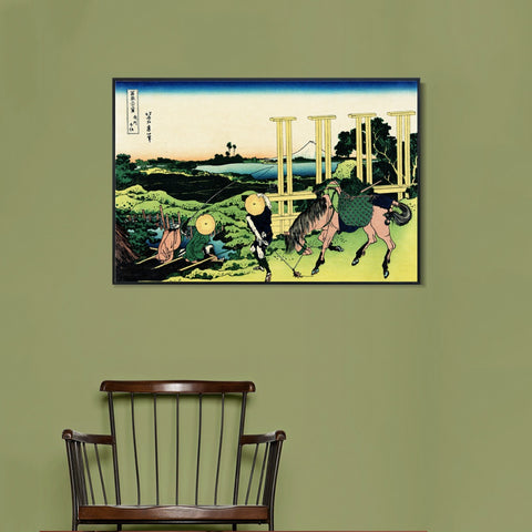 INVIN ART Framed Canvas Giclee Print Senju Musashi Province (Bushu Senju) by Katsushika Hokusai Wall Art Living Room Home Office Decorations