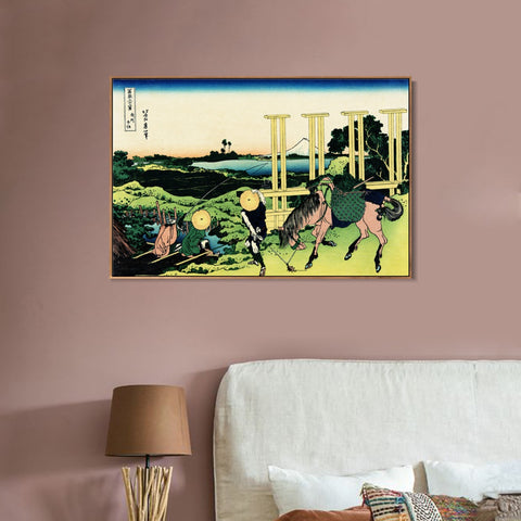 INVIN ART Framed Canvas Giclee Print Senju Musashi Province (Bushu Senju) by Katsushika Hokusai Wall Art Living Room Home Office Decorations