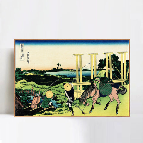 INVIN ART Framed Canvas Giclee Print Senju Musashi Province (Bushu Senju) by Katsushika Hokusai Wall Art Living Room Home Office Decorations