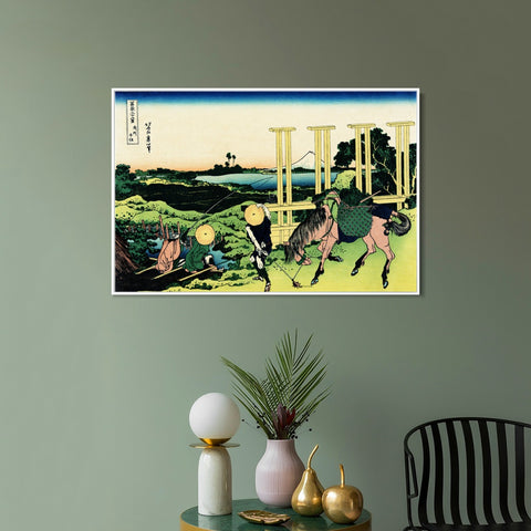 INVIN ART Framed Canvas Giclee Print Senju Musashi Province (Bushu Senju) by Katsushika Hokusai Wall Art Living Room Home Office Decorations