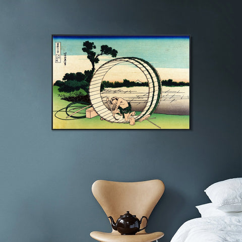 INVIN ART Framed Canvas Giclee Print Fujimigahara in Owari Province by Katsushika Hokusai Wall Art Living Room Home Office Decorations