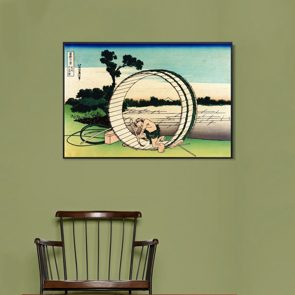 INVIN ART Framed Canvas Giclee Print Fujimigahara in Owari Province by Katsushika Hokusai Wall Art Living Room Home Office Decorations