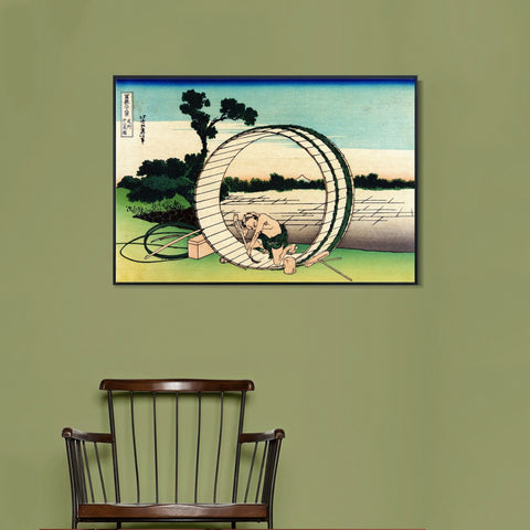 INVIN ART Framed Canvas Giclee Print Fujimigahara in Owari Province by Katsushika Hokusai Wall Art Living Room Home Office Decorations