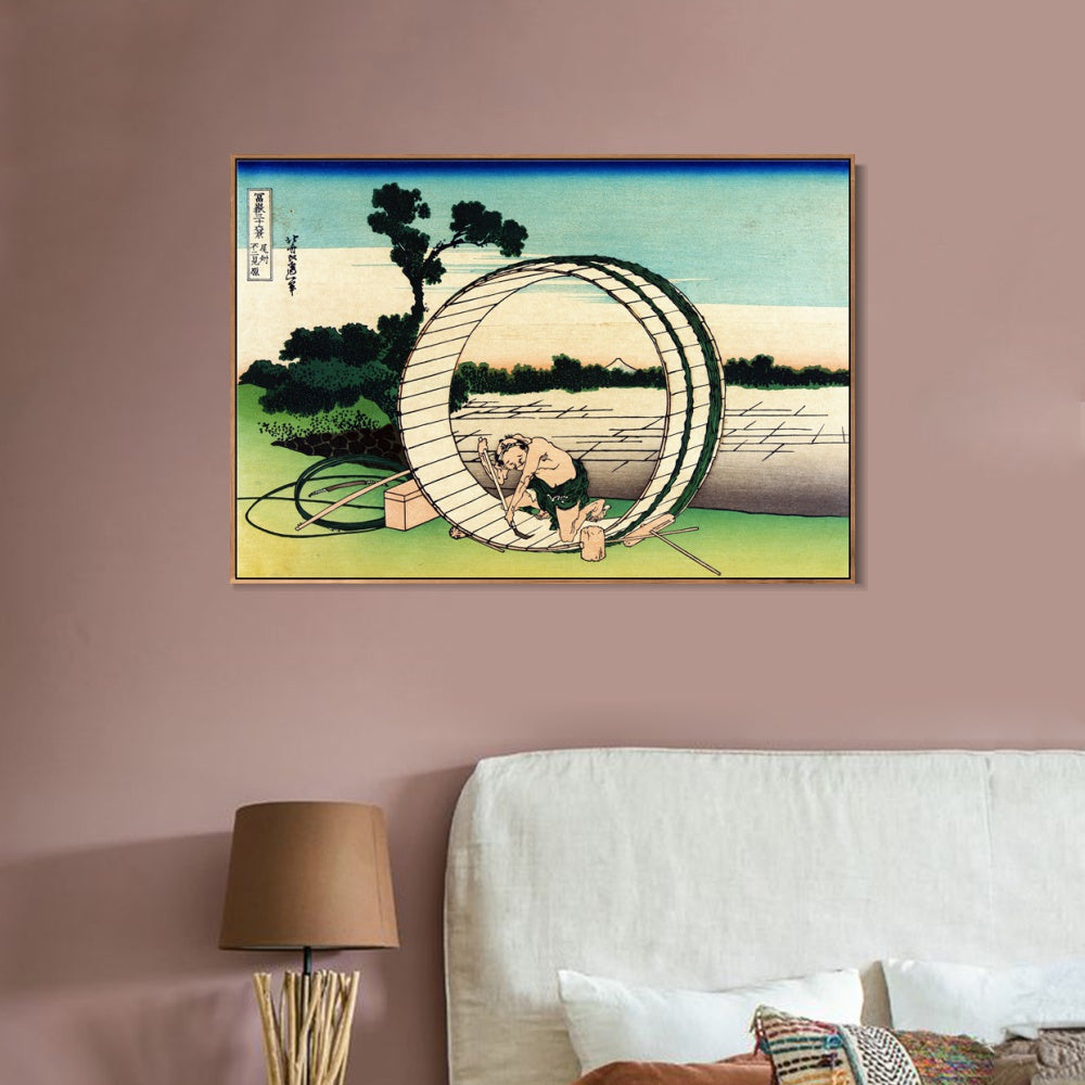 INVIN ART Framed Canvas Giclee Print Fujimigahara in Owari Province by Katsushika Hokusai Wall Art Living Room Home Office Decorations