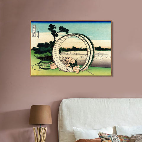 INVIN ART Framed Canvas Giclee Print Fujimigahara in Owari Province by Katsushika Hokusai Wall Art Living Room Home Office Decorations