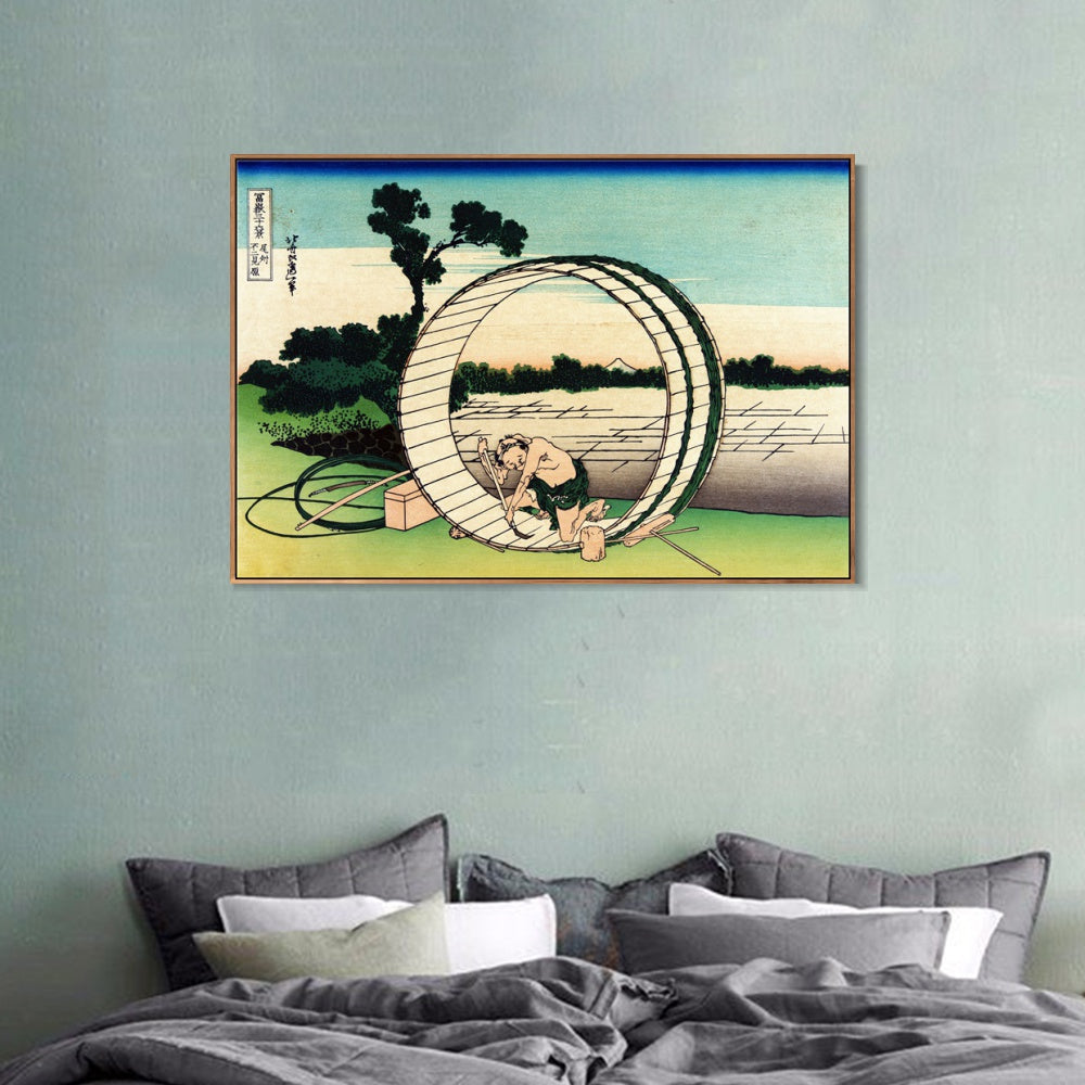 INVIN ART Framed Canvas Giclee Print Fujimigahara in Owari Province by Katsushika Hokusai Wall Art Living Room Home Office Decorations