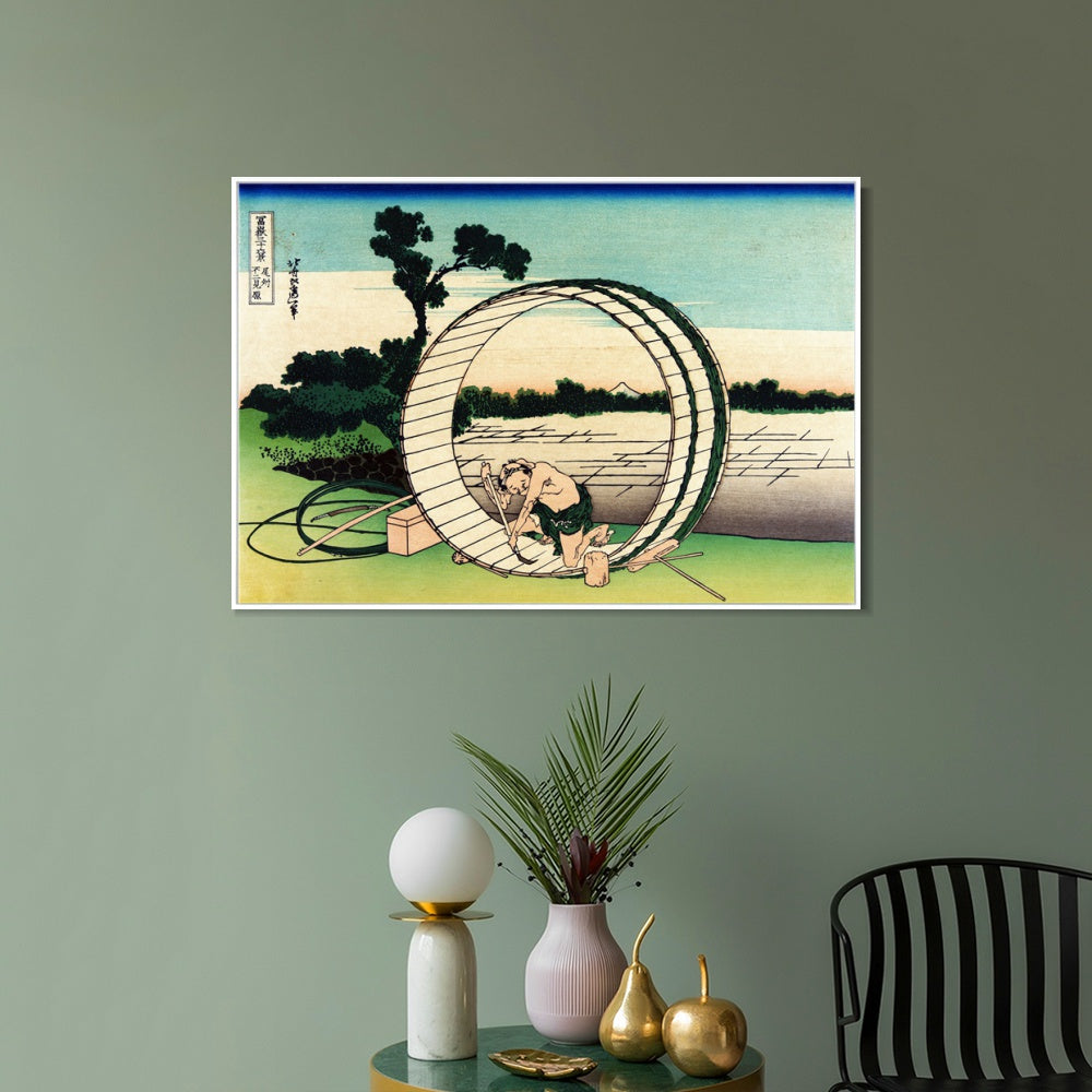 INVIN ART Framed Canvas Giclee Print Fujimigahara in Owari Province by Katsushika Hokusai Wall Art Living Room Home Office Decorations