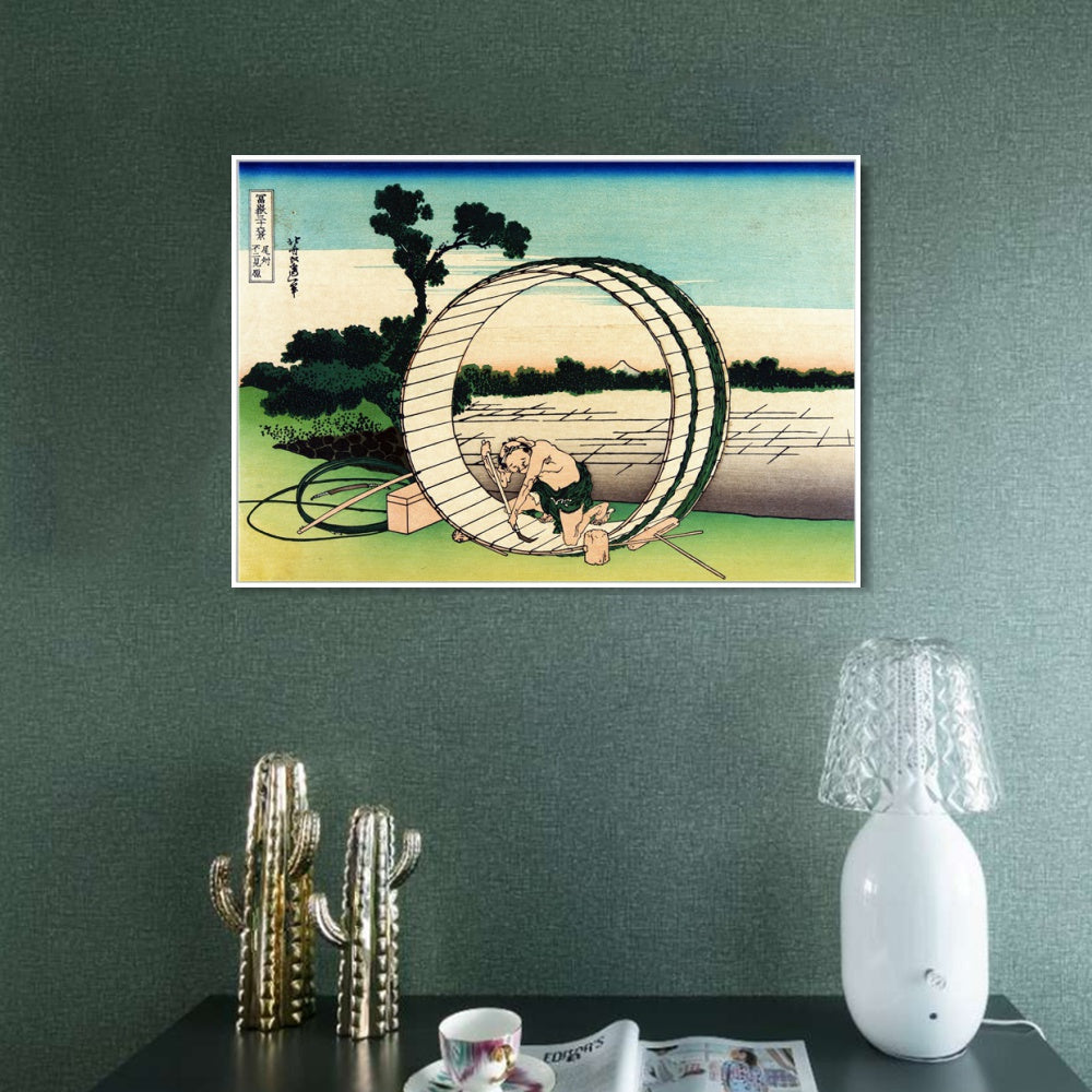 INVIN ART Framed Canvas Giclee Print Fujimigahara in Owari Province by Katsushika Hokusai Wall Art Living Room Home Office Decorations