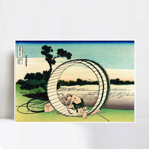 INVIN ART Framed Canvas Giclee Print Fujimigahara in Owari Province by Katsushika Hokusai Wall Art Living Room Home Office Decorations