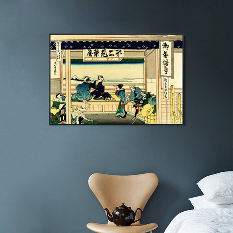 INVIN ART Framed Canvas Giclee Print Yoshida at Tokaido by Katsushika Hokusai Wall Art Living Room Home Office Decorations
