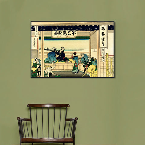 INVIN ART Framed Canvas Giclee Print Yoshida at Tokaido by Katsushika Hokusai Wall Art Living Room Home Office Decorations