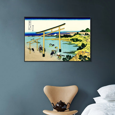 INVIN ART Framed Canvas Giclee Print Bay of Noboto by Katsushika Hokusai Wall Art Living Room Home Office Decorations