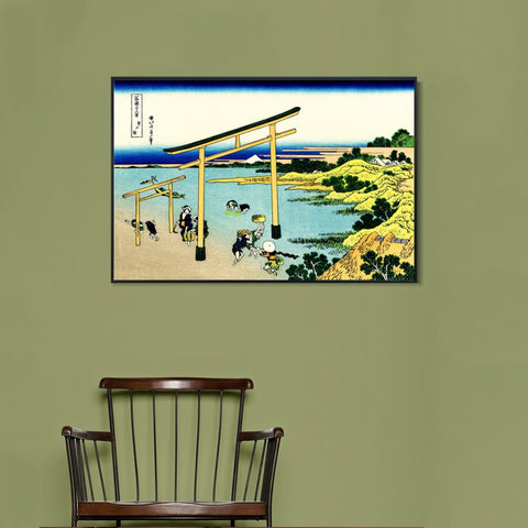 INVIN ART Framed Canvas Giclee Print Bay of Noboto by Katsushika Hokusai Wall Art Living Room Home Office Decorations