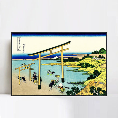 INVIN ART Framed Canvas Giclee Print Bay of Noboto by Katsushika Hokusai Wall Art Living Room Home Office Decorations