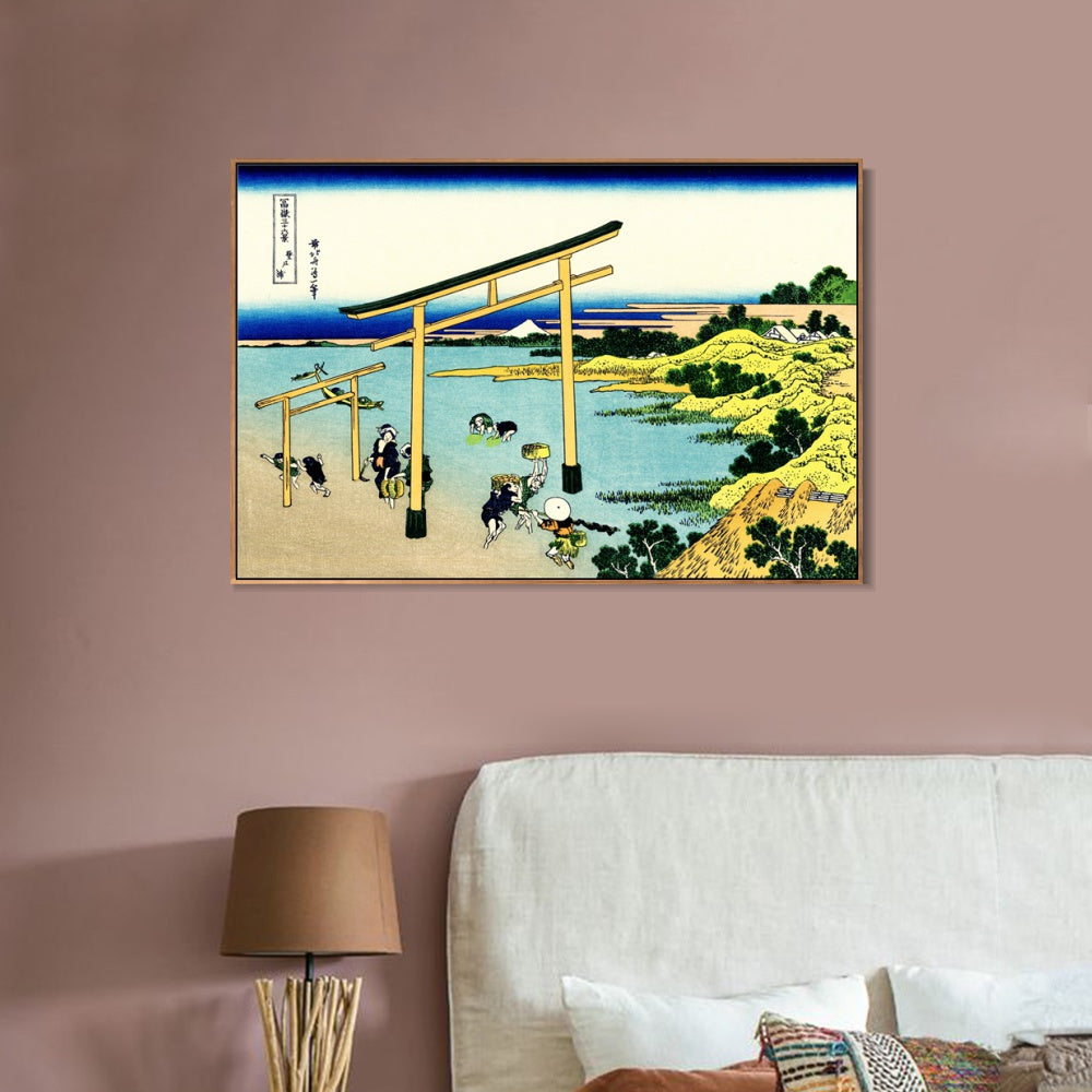 INVIN ART Framed Canvas Giclee Print Bay of Noboto by Katsushika Hokusai Wall Art Living Room Home Office Decorations