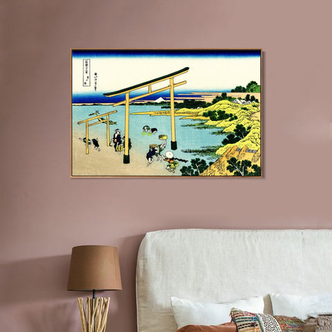 INVIN ART Framed Canvas Giclee Print Bay of Noboto by Katsushika Hokusai Wall Art Living Room Home Office Decorations