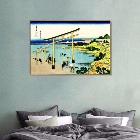 INVIN ART Framed Canvas Giclee Print Bay of Noboto by Katsushika Hokusai Wall Art Living Room Home Office Decorations