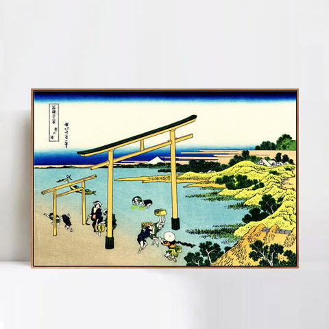 INVIN ART Framed Canvas Giclee Print Bay of Noboto by Katsushika Hokusai Wall Art Living Room Home Office Decorations