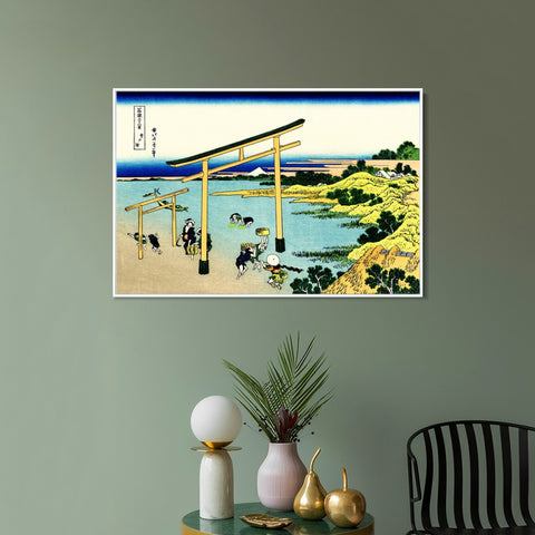 INVIN ART Framed Canvas Giclee Print Bay of Noboto by Katsushika Hokusai Wall Art Living Room Home Office Decorations