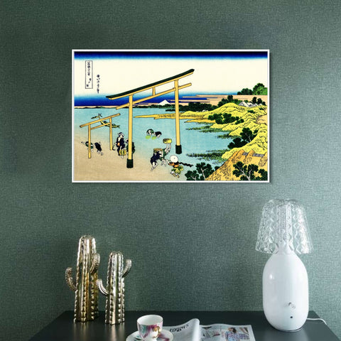 INVIN ART Framed Canvas Giclee Print Bay of Noboto by Katsushika Hokusai Wall Art Living Room Home Office Decorations