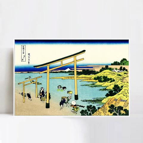 INVIN ART Framed Canvas Giclee Print Bay of Noboto by Katsushika Hokusai Wall Art Living Room Home Office Decorations