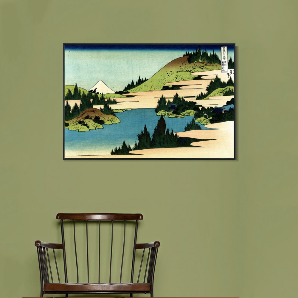 INVIN ART Framed Canvas Giclee Print The lake of Hakone in the Segami province by Katsushika Hokusai Wall Art Living Room Home Office Decorations