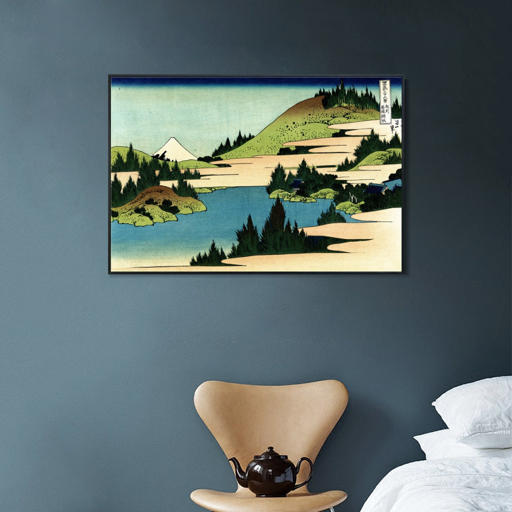 INVIN ART Framed Canvas Giclee Print The lake of Hakone in the Segami province by Katsushika Hokusai Wall Art Living Room Home Office Decorations