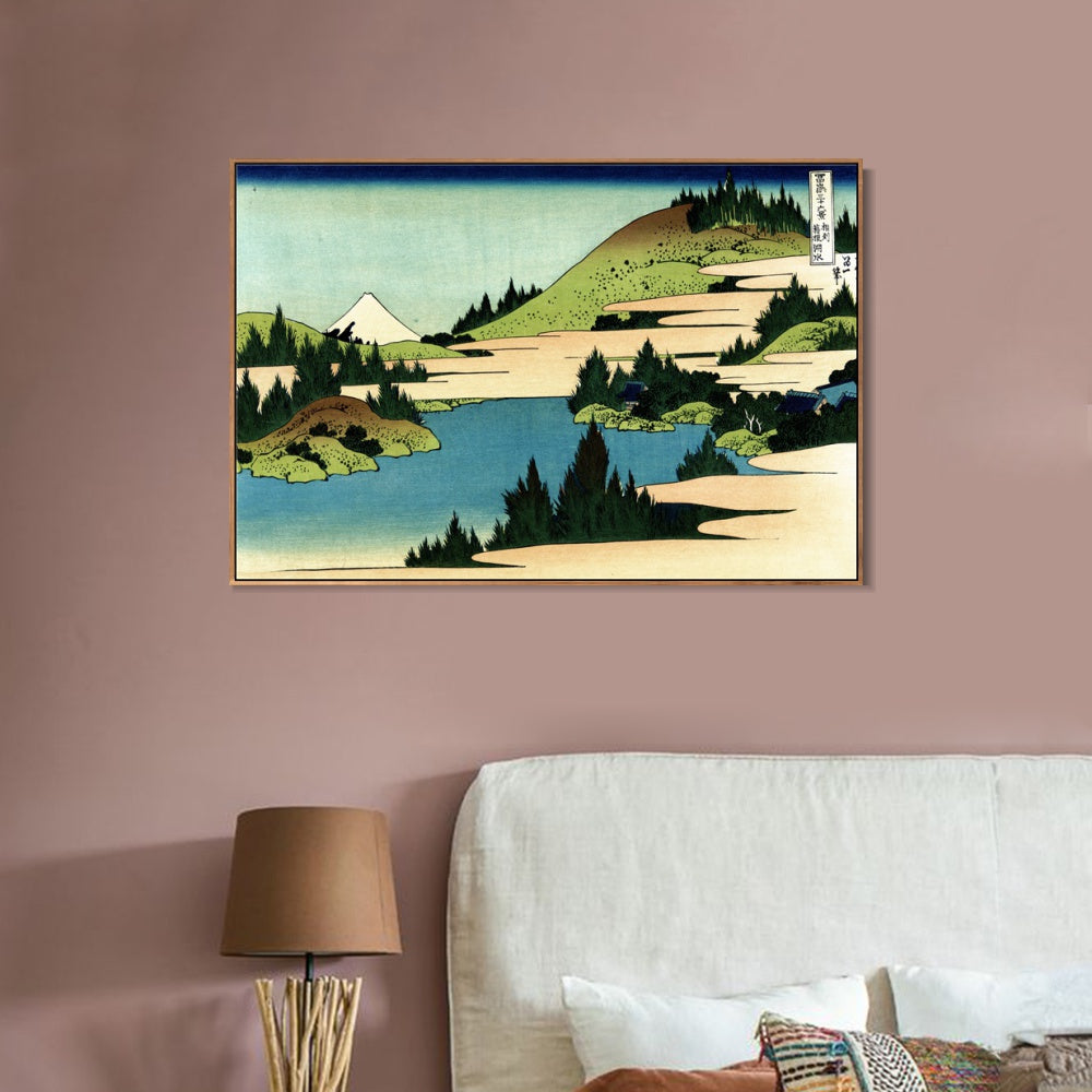 INVIN ART Framed Canvas Giclee Print The lake of Hakone in the Segami province by Katsushika Hokusai Wall Art Living Room Home Office Decorations