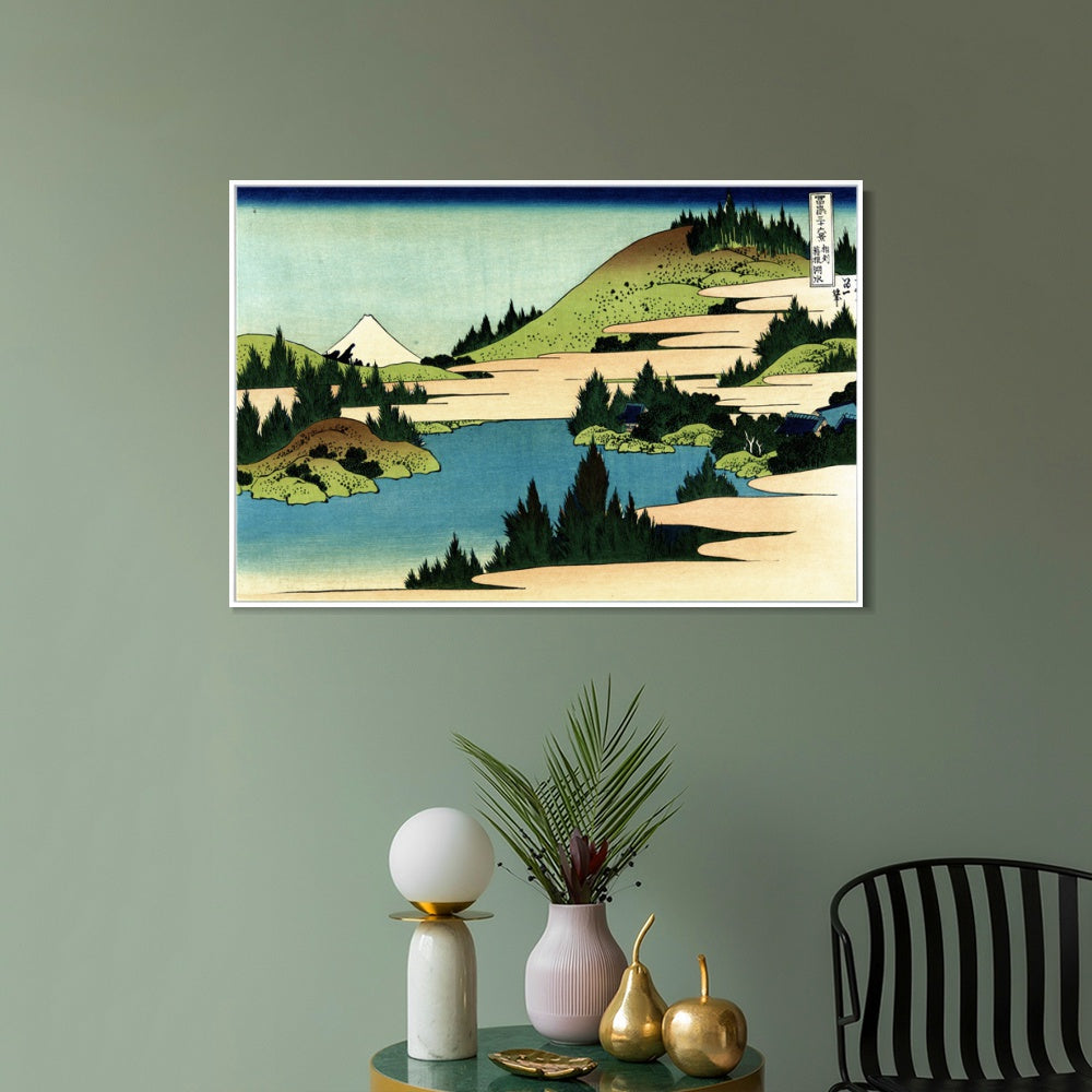 INVIN ART Framed Canvas Giclee Print The lake of Hakone in the Segami province by Katsushika Hokusai Wall Art Living Room Home Office Decorations