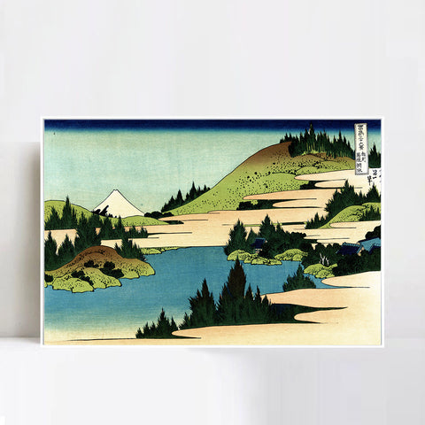 INVIN ART Framed Canvas Giclee Print The lake of Hakone in the Segami province by Katsushika Hokusai Wall Art Living Room Home Office Decorations