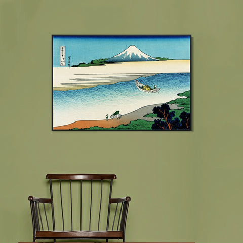 INVIN ART Framed Canvas Giclee Print Tama River in Musashi Province by Katsushika Hokusai Wall Art Living Room Home Office Decorations